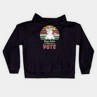 Keep Calm and Register to VOTE retro vintage style Unicorn quote Kids Hoodie